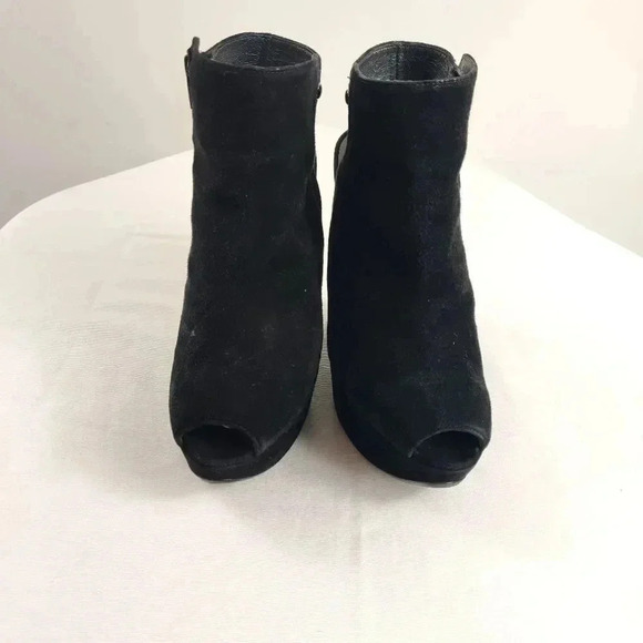 Stuart Wietzman modern anti gravity heelless suede platform booties - Picture 3 of 11